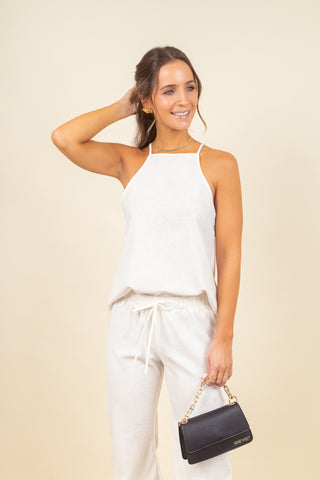 Blusa Ana Halter Linen Blanc